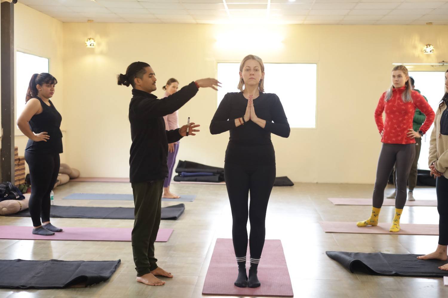 Yoga teacher training class in Rishikesh India