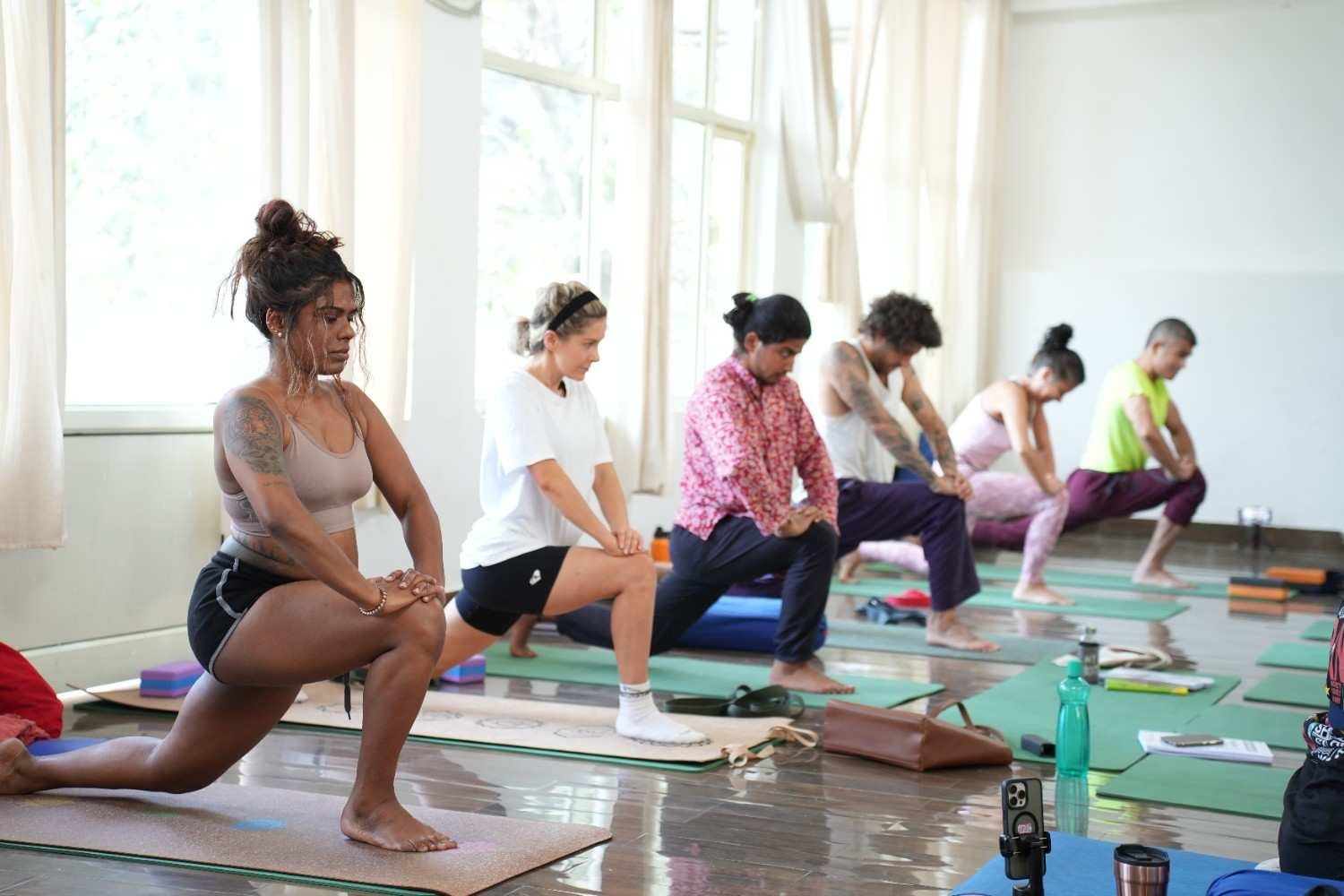 Yoga training and practice at a school in Rishikesh India